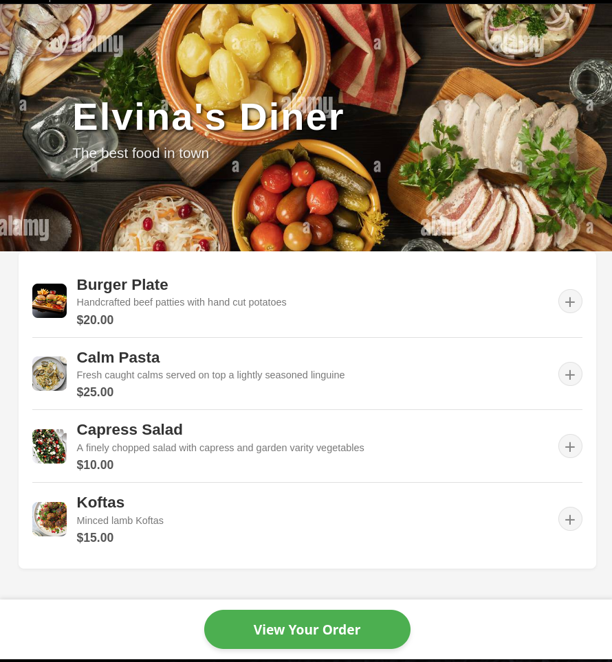 Restaurant Mobile Order System Mockup